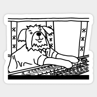 Music Producer Dog Line Drawing Sticker